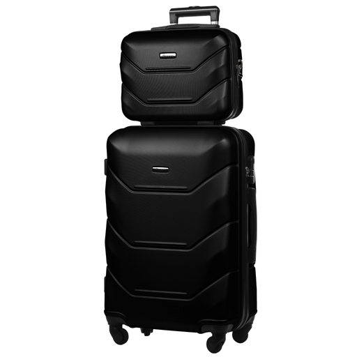 Zestaw Walizka Średnia + Kuferek z ABS-u (M+BC) Czarny