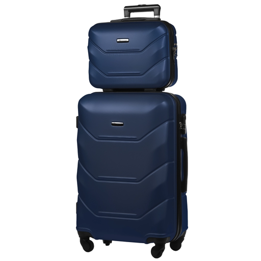 Zestaw Walizka Średnia + Kuferek z ABS-u (M+BC) Granatowy