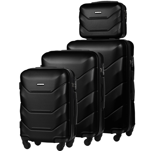 Zestaw 4 Twardych Walizek z ABS-u (XL+M+S+BC) Czarny