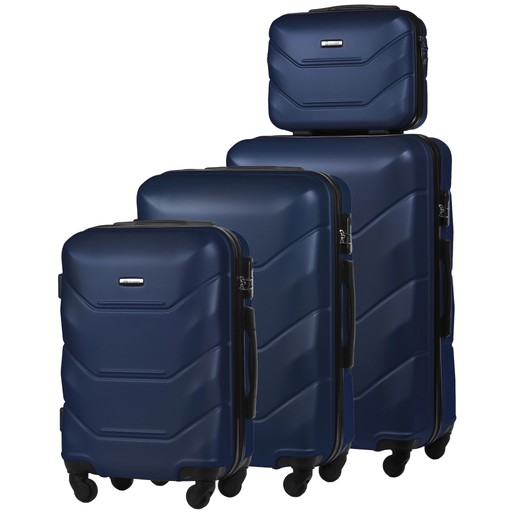 Zestaw 4 Twardych Walizek z ABS-u (XL+M+S+BC) Granatowy