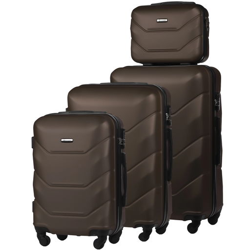 Zestaw 4 Twardych Walizek z ABS-u (XL+M+S+BC) Kawowy
