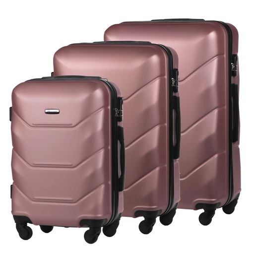 Zestaw 3 Twardych Walizek z ABS-u Różowe Złoto
