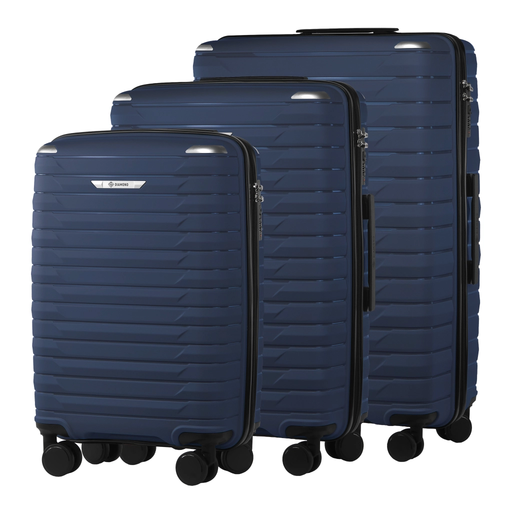 Zestaw Walizek Na K&oacute;łkach z Polipropylenu Granatowy