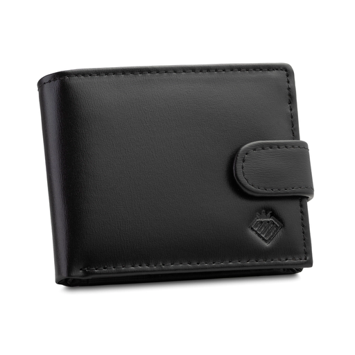 Portfel Męski Skórzany Zamykany Na Zatrzask Czarny