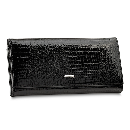 Duży Portfel Damski Skórzany Czarny