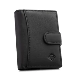 Portfel Męski Skórzany Z Rozkładanym Panelem Czarny