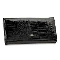 Duży Portfel Damski Skórzany Czarny